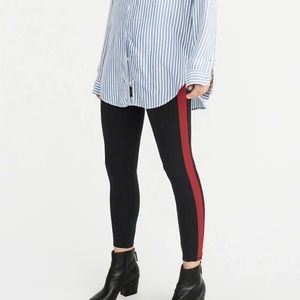 A&F Side Stripe Leggings, Black & Red, XXS